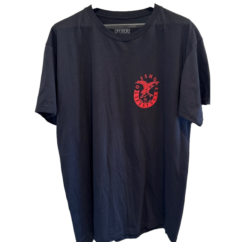 Offshore Lifestyle Black T Shirt Tee Sz XL Fish Surf Dive Shirt OSL‎ Fish Design